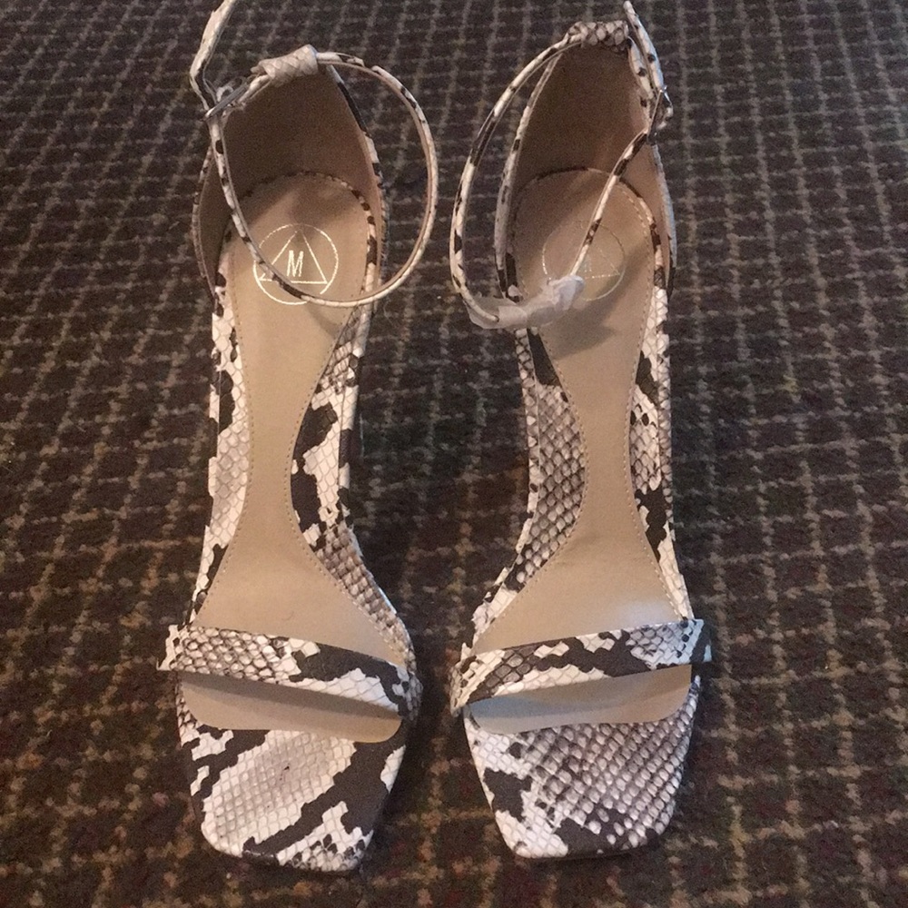 Snake Print Open Toe Heel